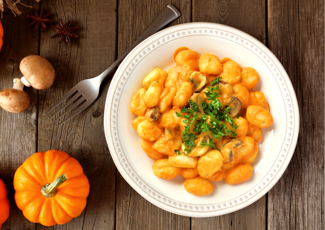 ñoquis de calabaza y setas con omega 3
