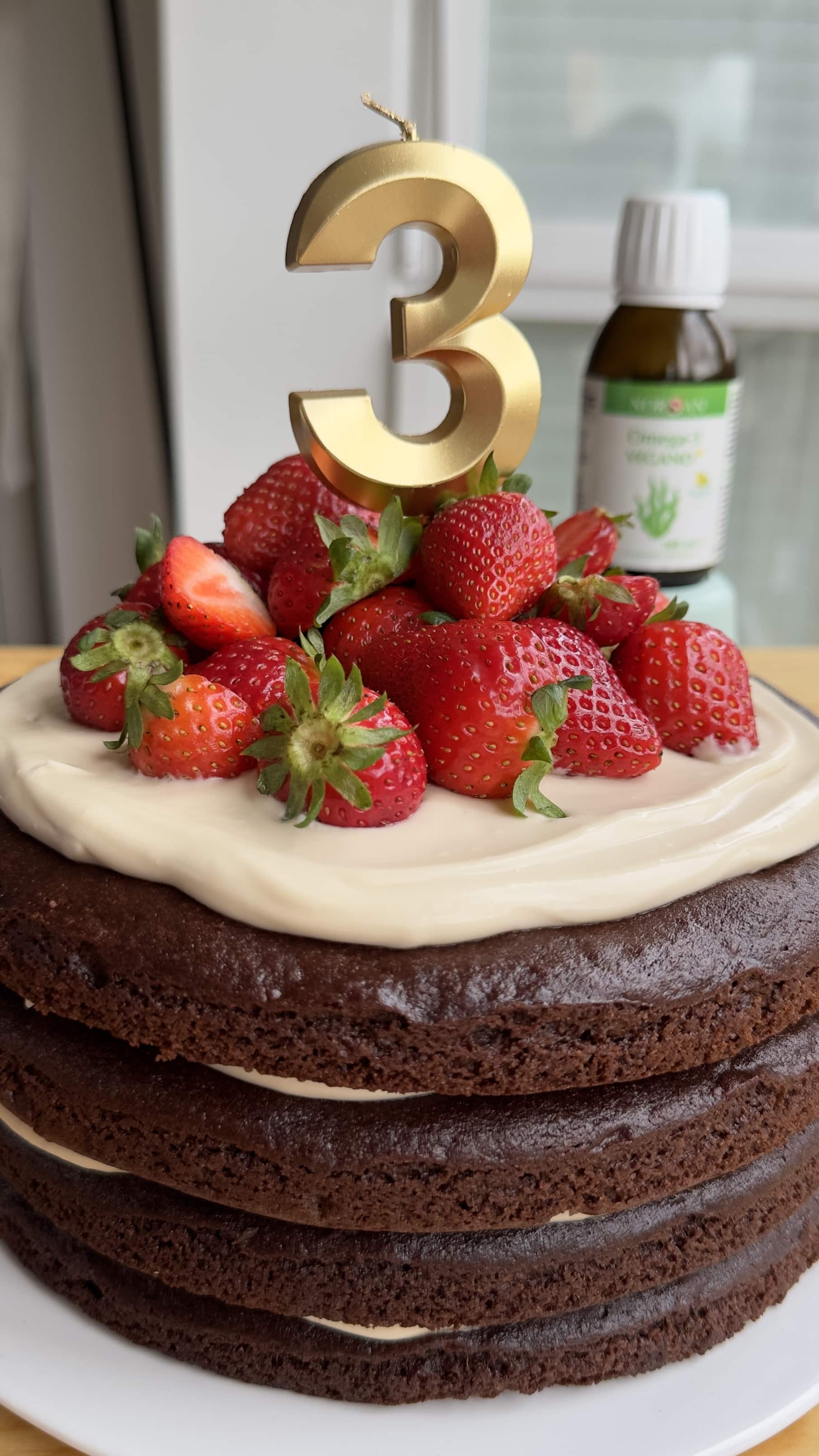 Pastel vegano de chocolate con Omega-3