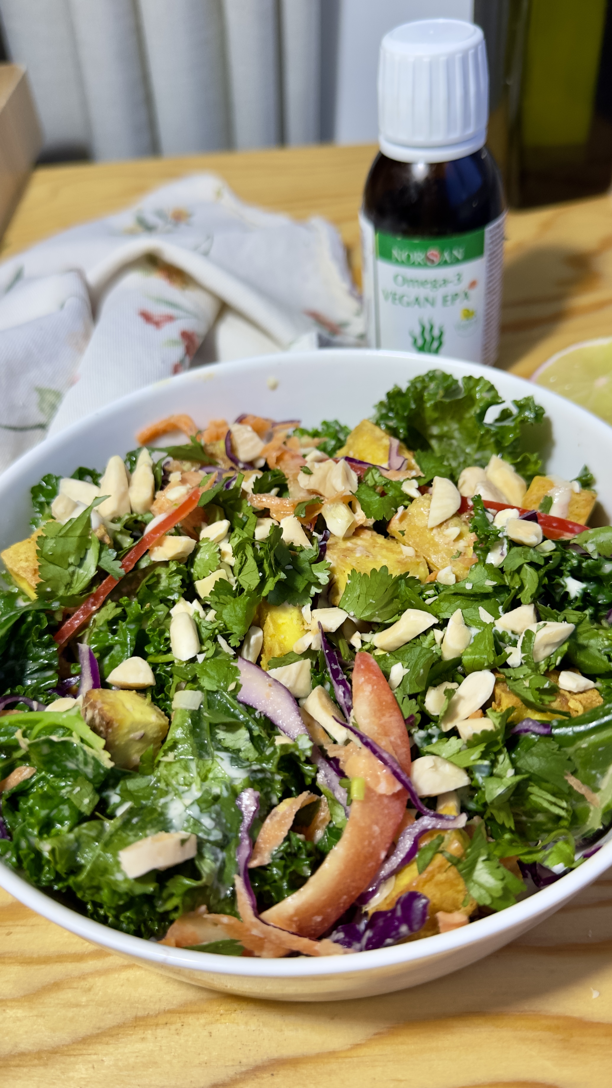 Ensalada tibia de invierno con Omega-3